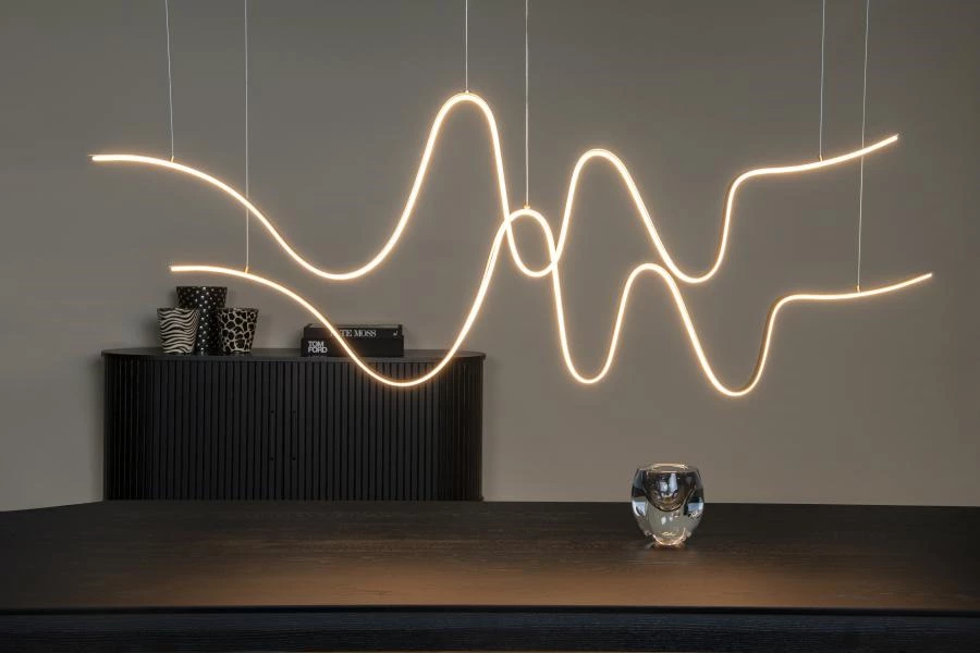 Lucide Premium LAMBADA - Lámpara colgante - LED Regul. - 2x55W 2700K/3200K - Oro mate / Latón - ambiente 1